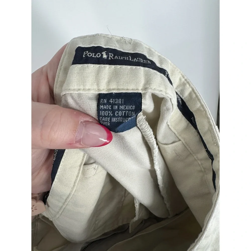 Polo Ralph Lauren Andrew Pants Mens Size 34x32 Khaki Vintage Baggy Pleated Chino